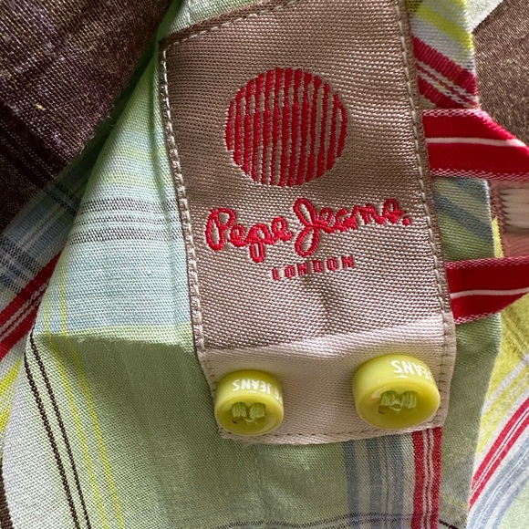 Vintage Pepe Jeans London NWT mens shirt plaid chartreuse green Orig Tags unworn - Picture 8 of 8